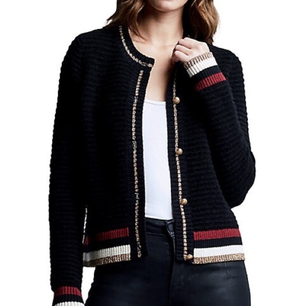 L'Agence Archer Metallic Tipped Cardigan